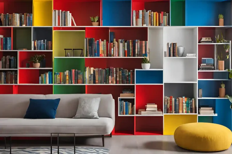 Color Block Bookshelf Styling