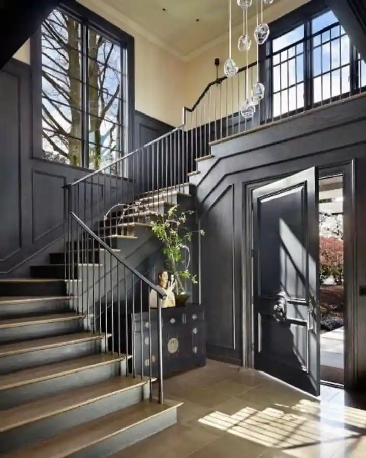 Dark and Dramatic Wooden Staircase