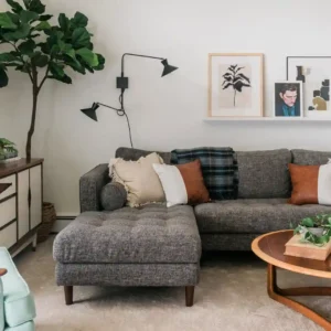 Warm Minimalism with a Mid-Century Sectional