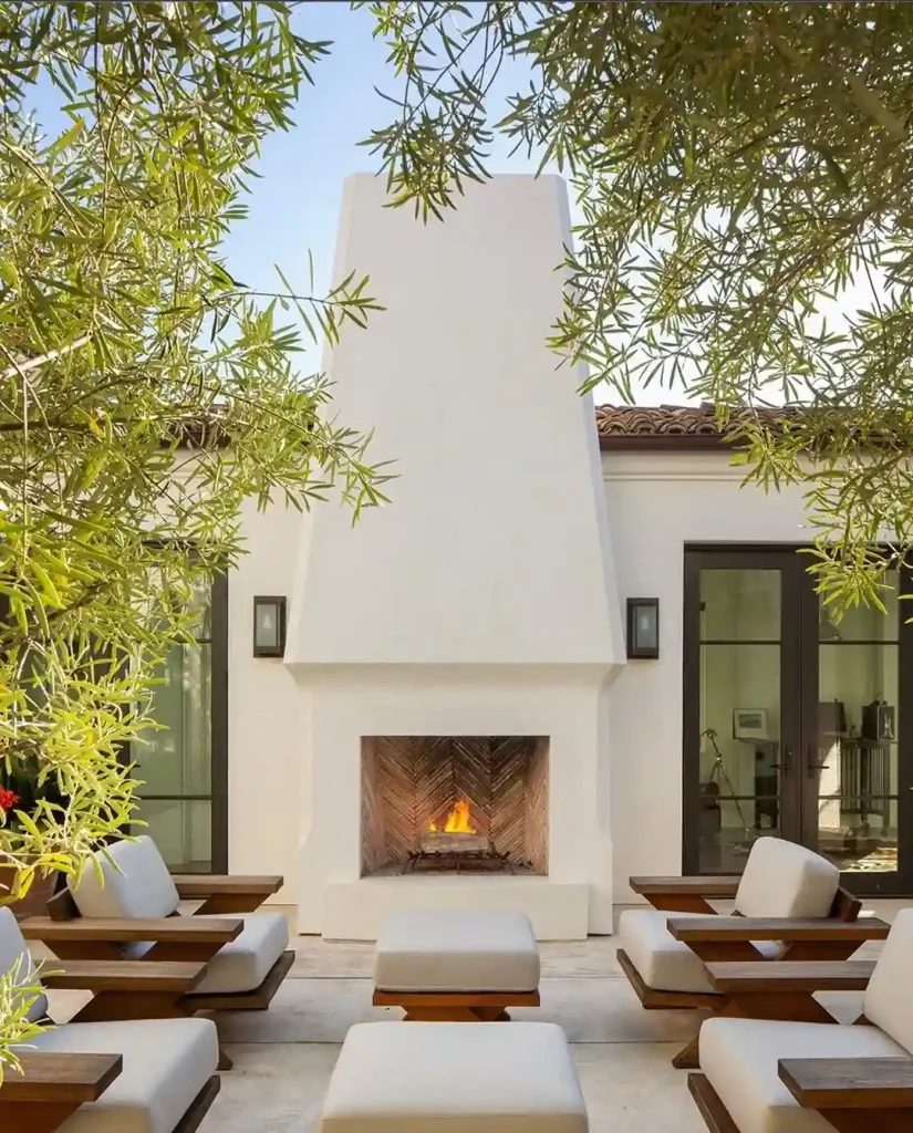 Backyard Fireplace with TV Entertainment