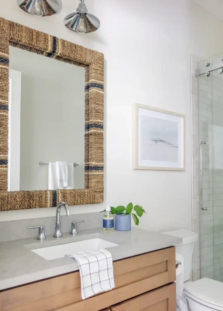 Beach Cottage Charm with Woven Mirror Frame