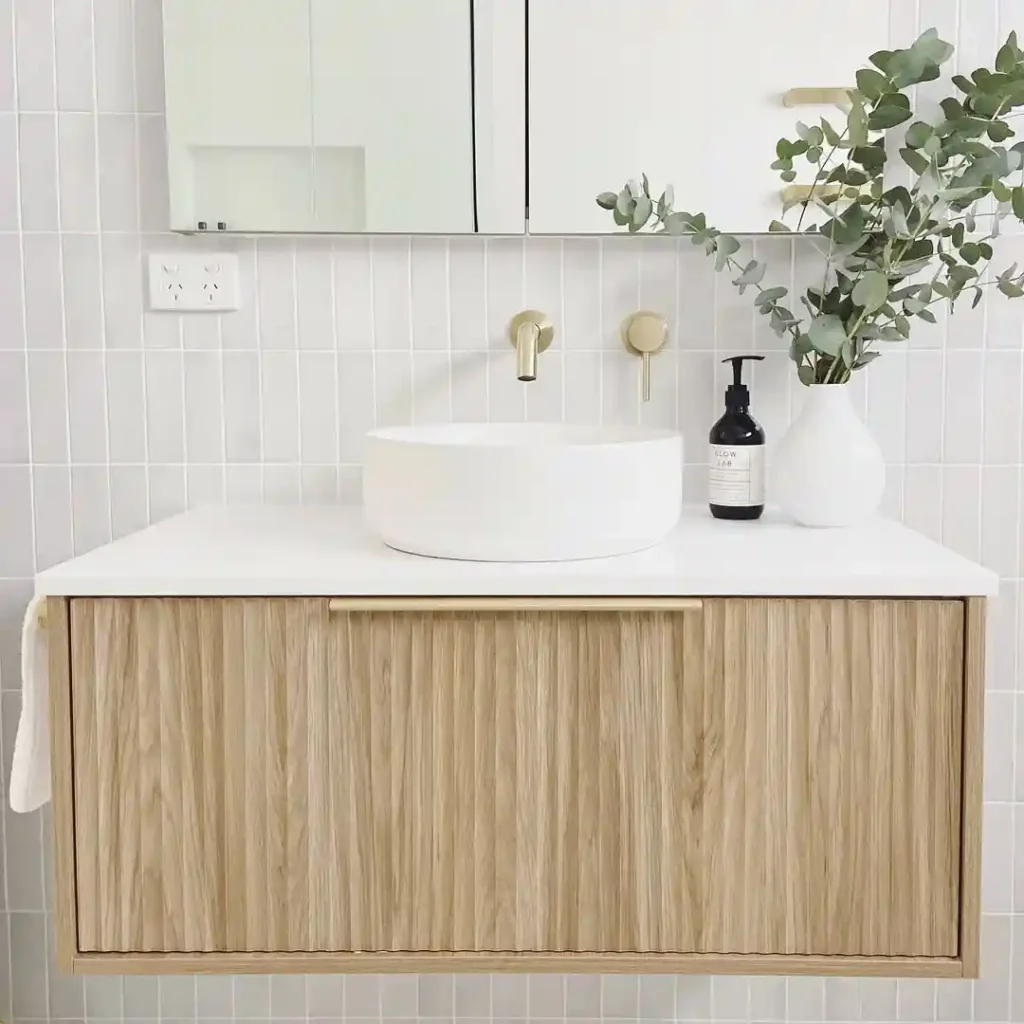 Bright White and Oak with Gold Accents