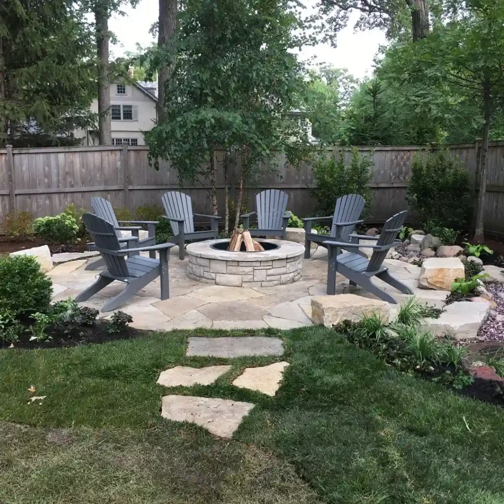 Classic Fire Pit with Natural Stone Patio