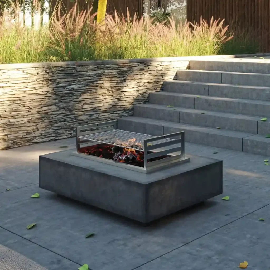 Classic Stone Fire Pit with Flagstone Patio