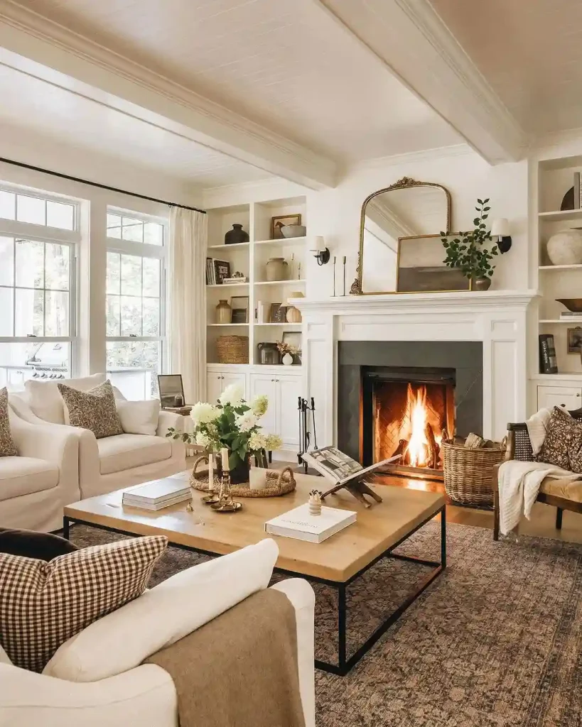 Cozy Built-In Fireplace Style