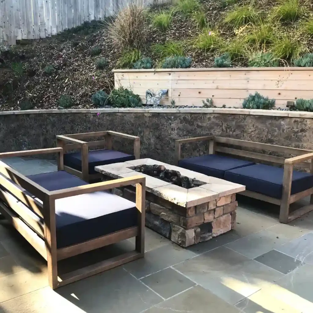 Elevated Fire Pit with Deep-Cushioned Seating