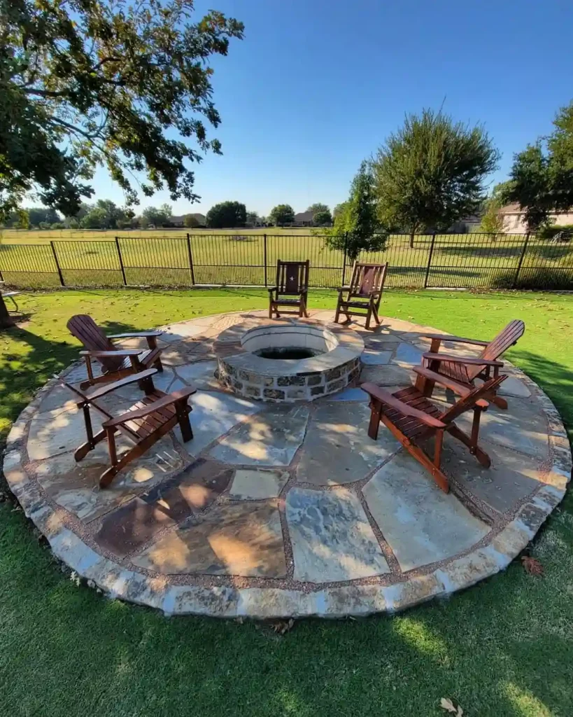 Modern Fire Pit with Umbrella-Shaded Seating