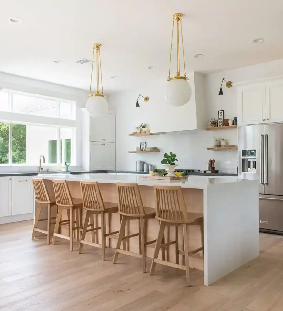 Modern White Farmhouse Kitchen with Golden Touches