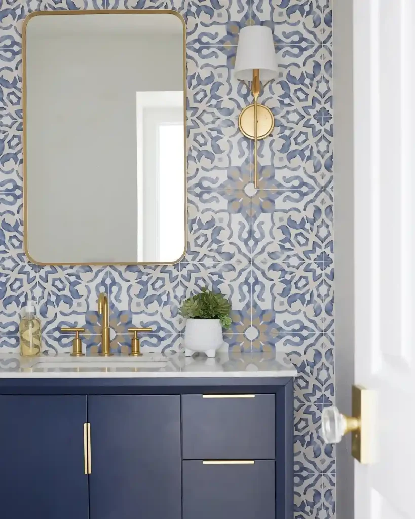 Patterned Blue Tiles for a Bold Coastal Statement