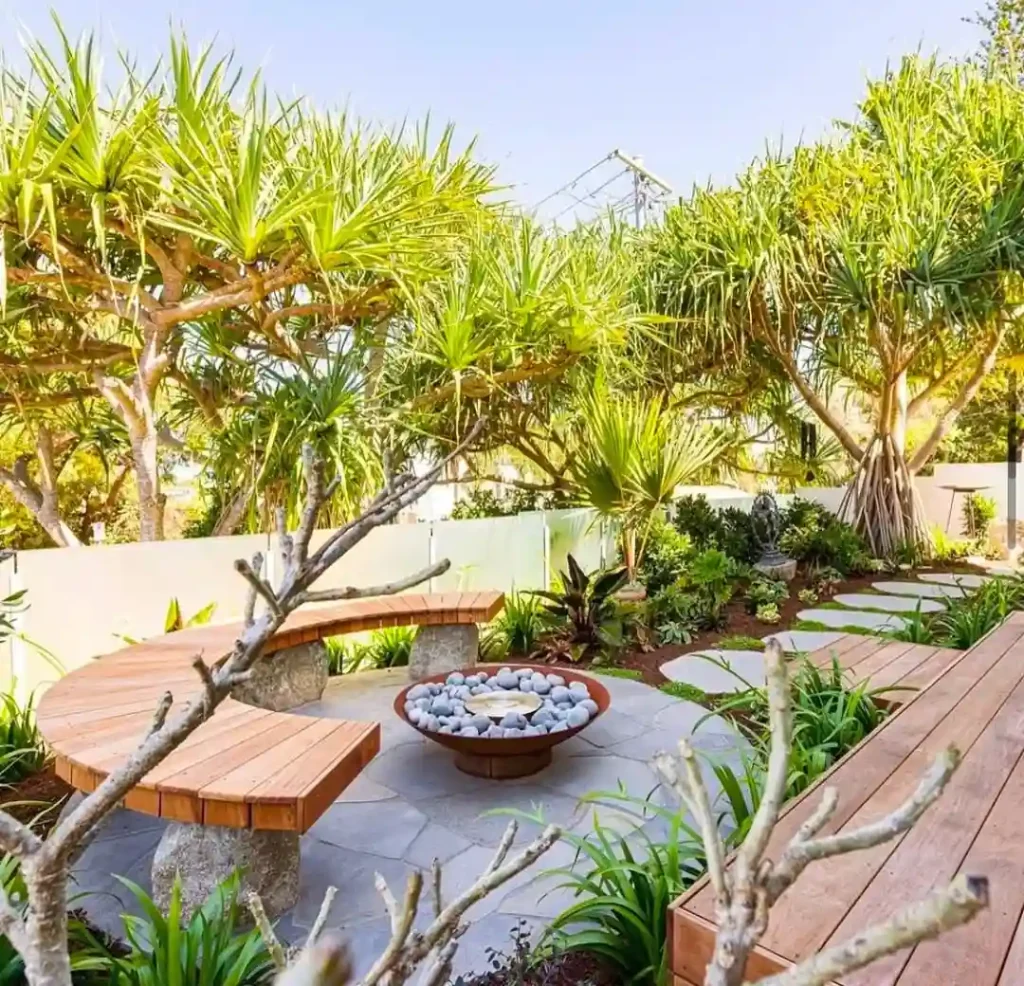 Poolside Fire Pit with Lounge Vibes