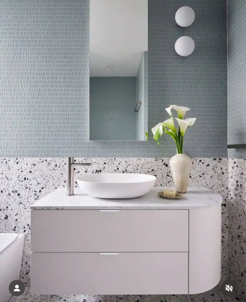 Sleek and Textural in Blue and Terrazzo