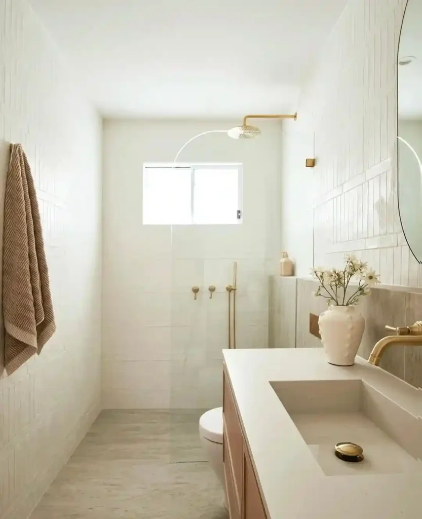 Warm Whites and Brass in a Narrow Space