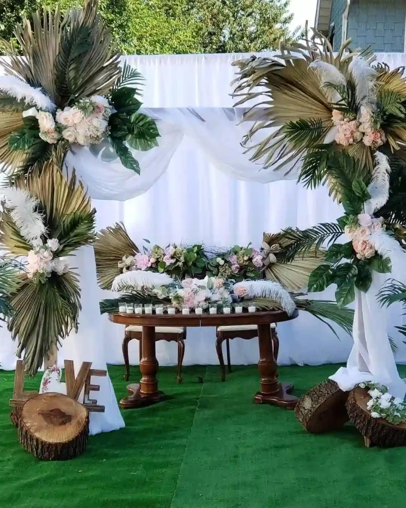 Boho-Chic Palms & Pampas Backdrop
