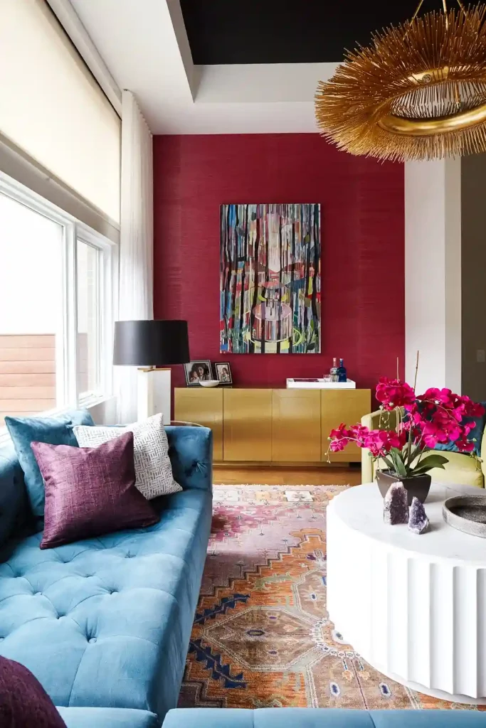 Bold Raspberry Living Room Paint Color Idea