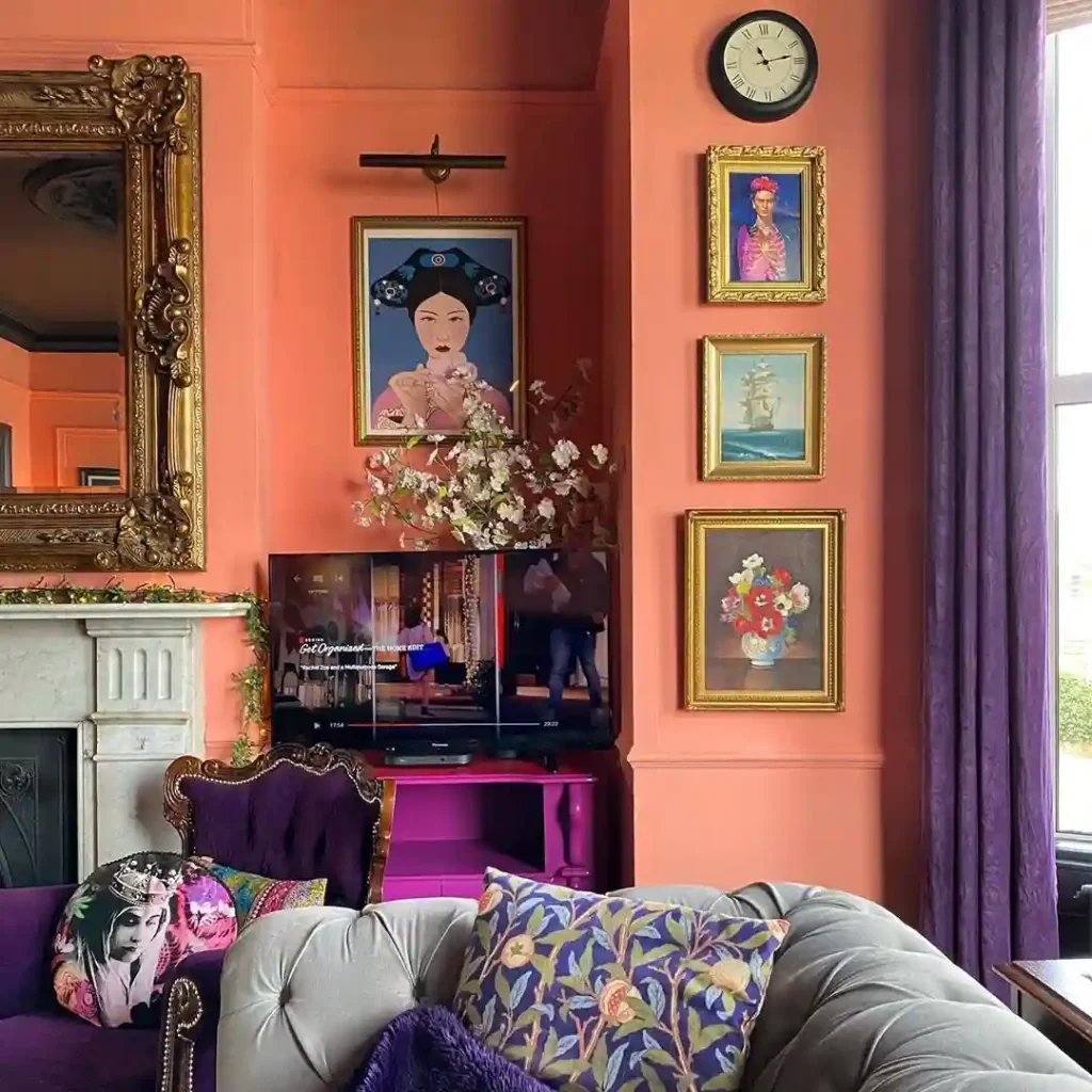 Coral Living Room Paint Color Idea