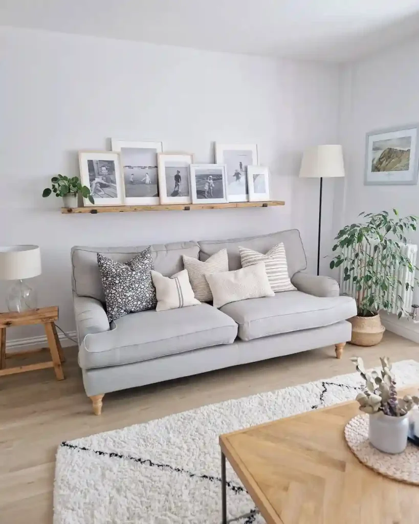 Cozy Minimalist Living Room with Photo Ledge