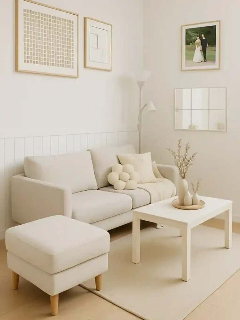Creamy Monotone Scandinavian Living Room