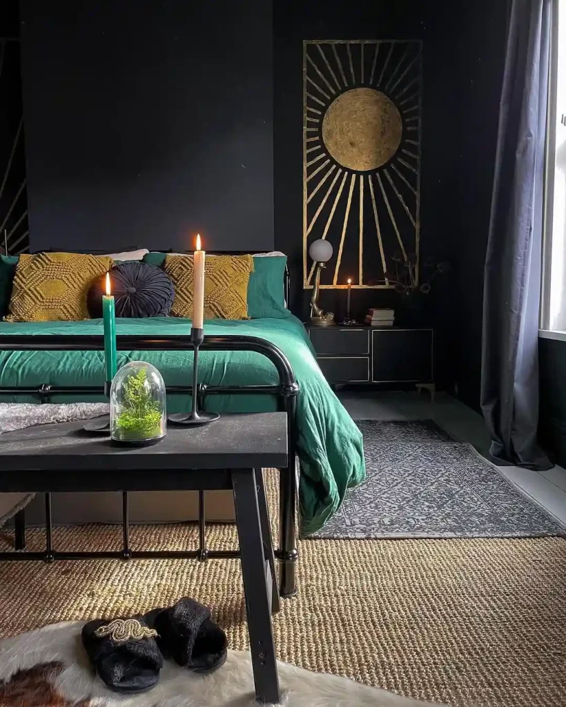 Emerald & Mustard in a Moody Boho Mix