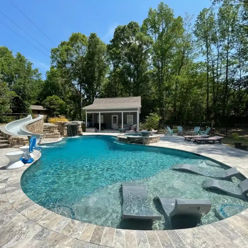 Freeform Pool with Natural Rock Slide