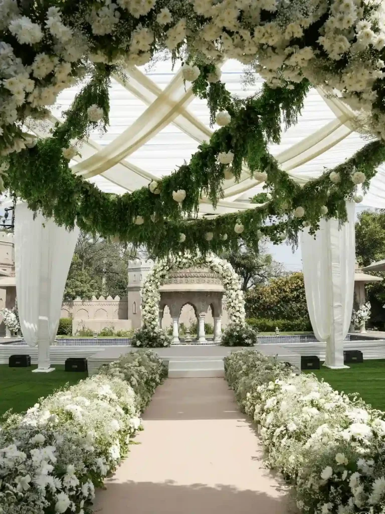 Garden Elegance with Green & White Florals