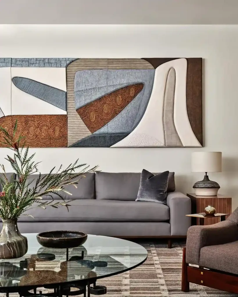Minimalist Living Room with Oversized Abstract Wall Art