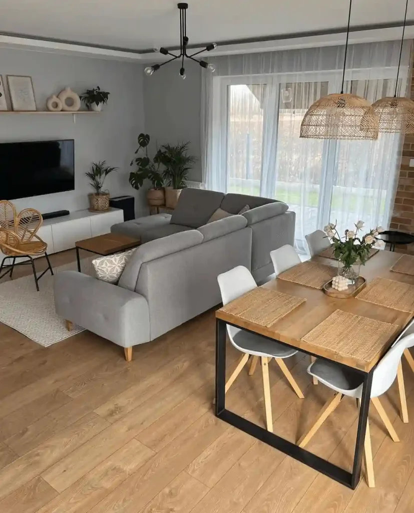 Open-Plan Scandinavian Living and Dining Room