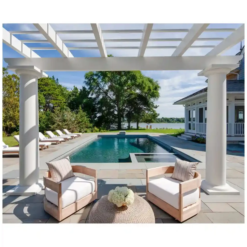 Poolside Pergola with Coastal Views