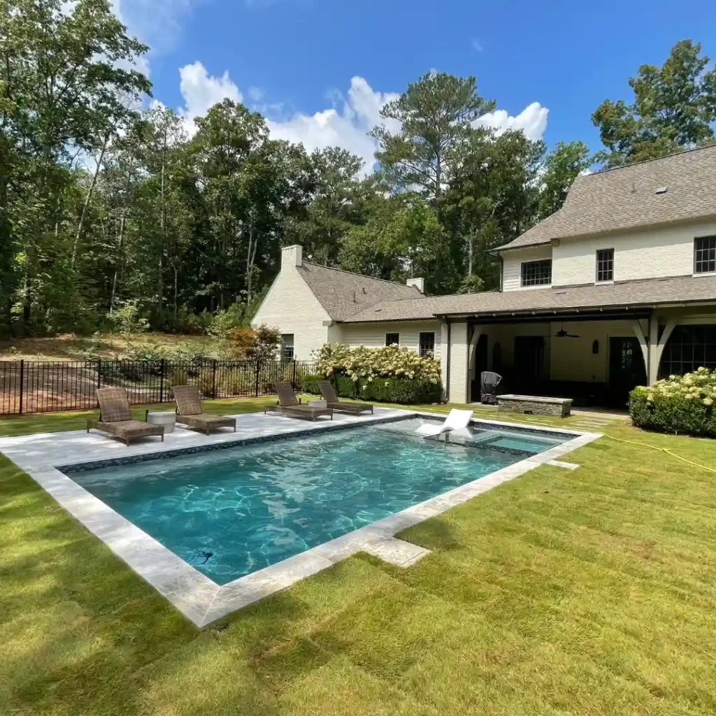 Rectangular Pool with Grassy Charm