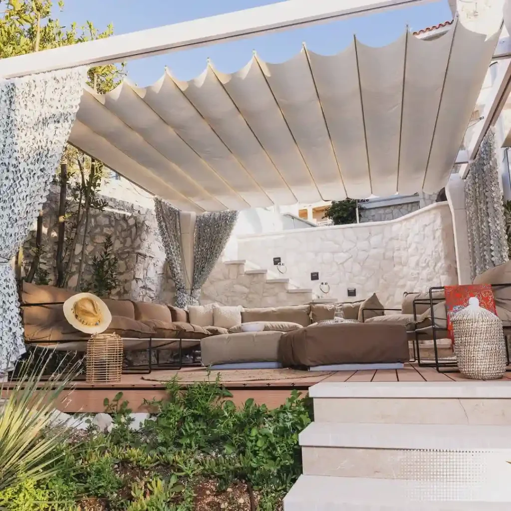 Relaxed Mediterranean Pergola with Fabric Canopy