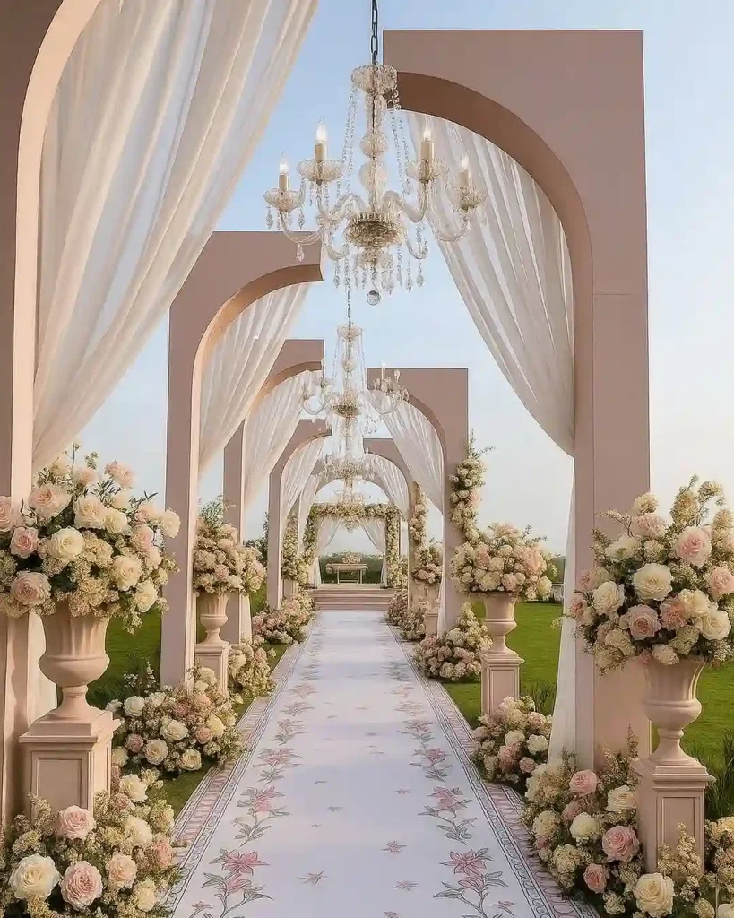 Romantic Archway Aisle with Drapes