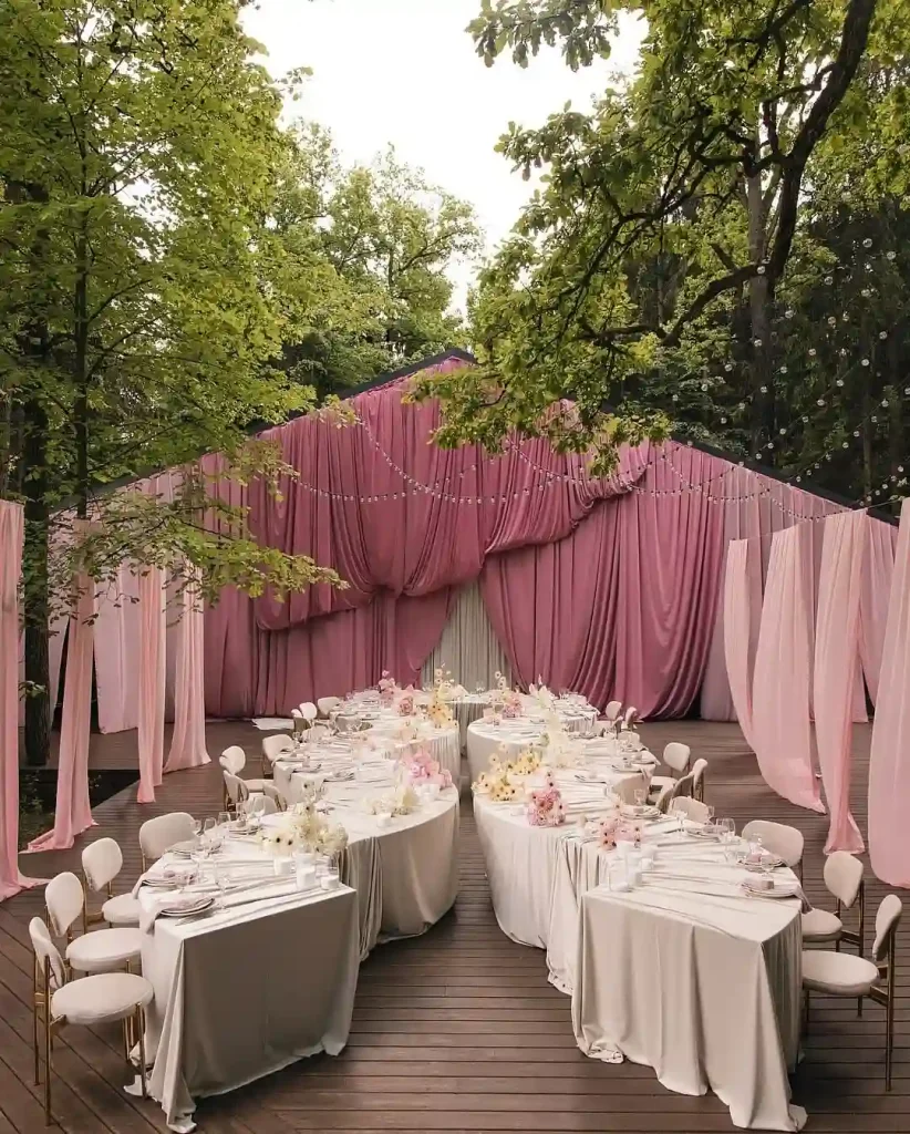 Romantic Draped Reception Under the Trees