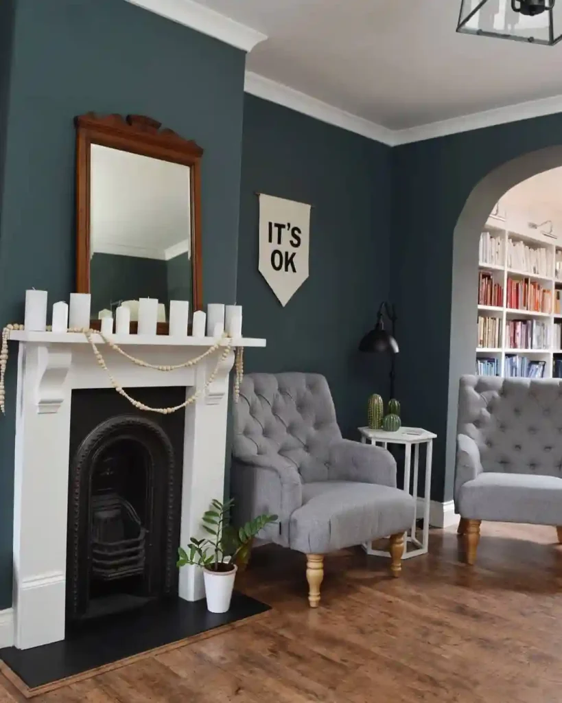 Teal Blue Living Room Paint Color Idea