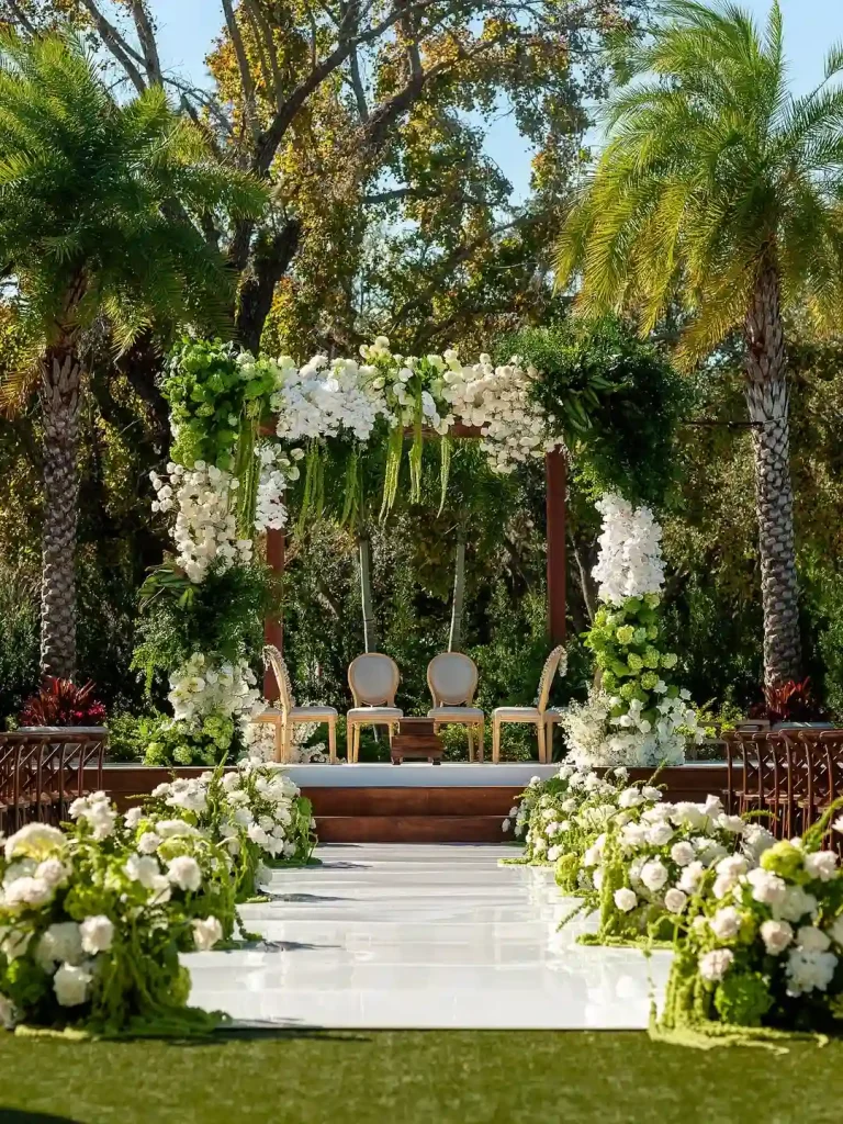 Tropical-Inspired Green and White Mandap