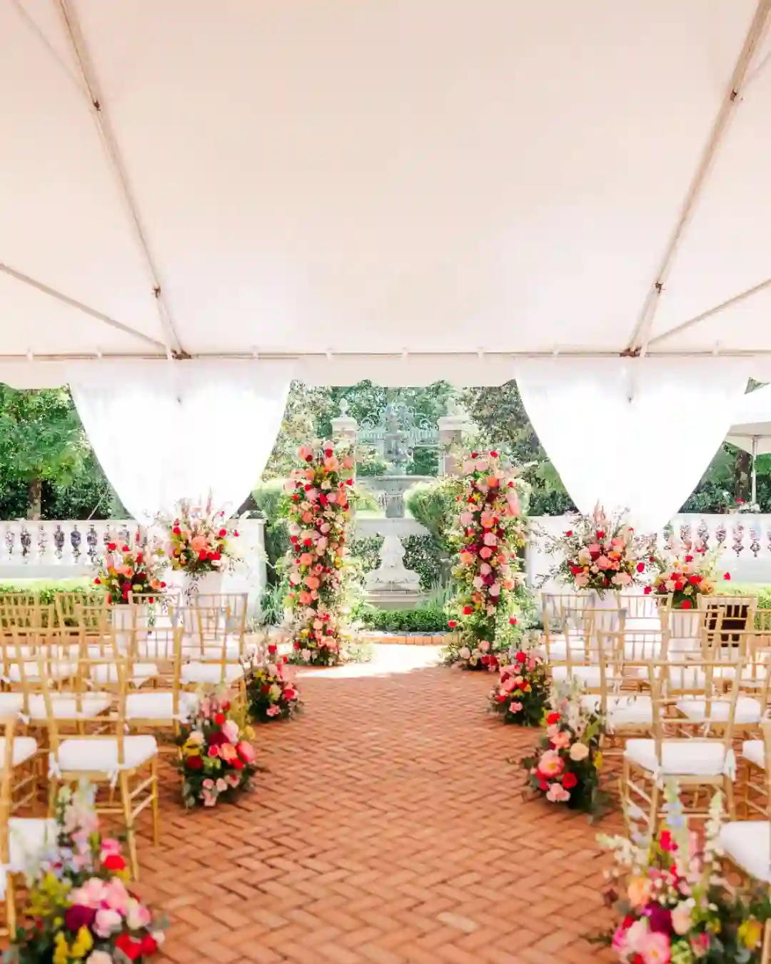 Vibrant Garden Ceremony Under a Tent