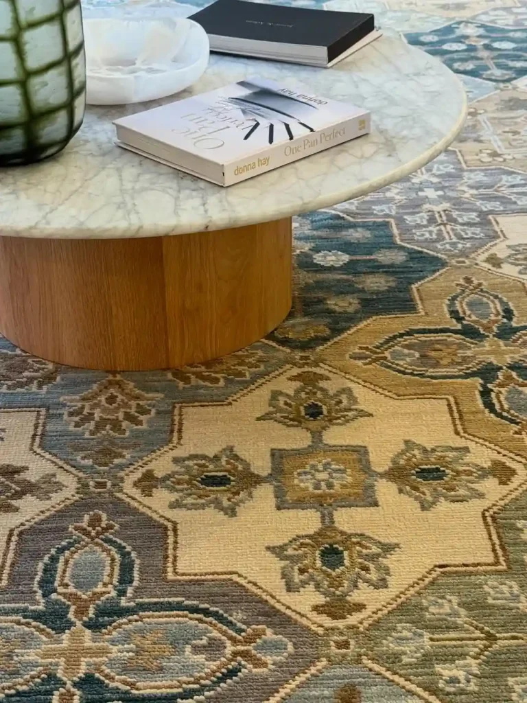 Blue and Beige Patterned Rug for a Sophisticated Touch