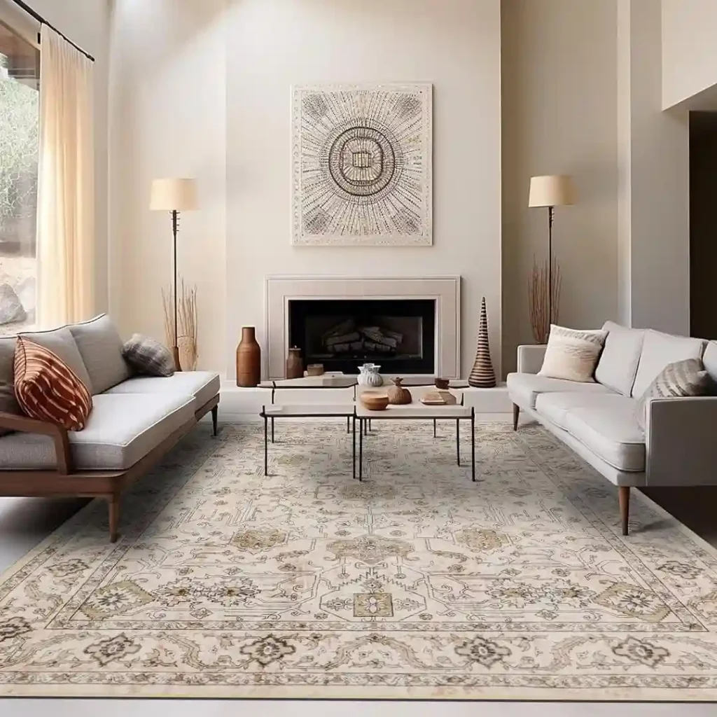 Classic Cream Rug with Ornate Pattern