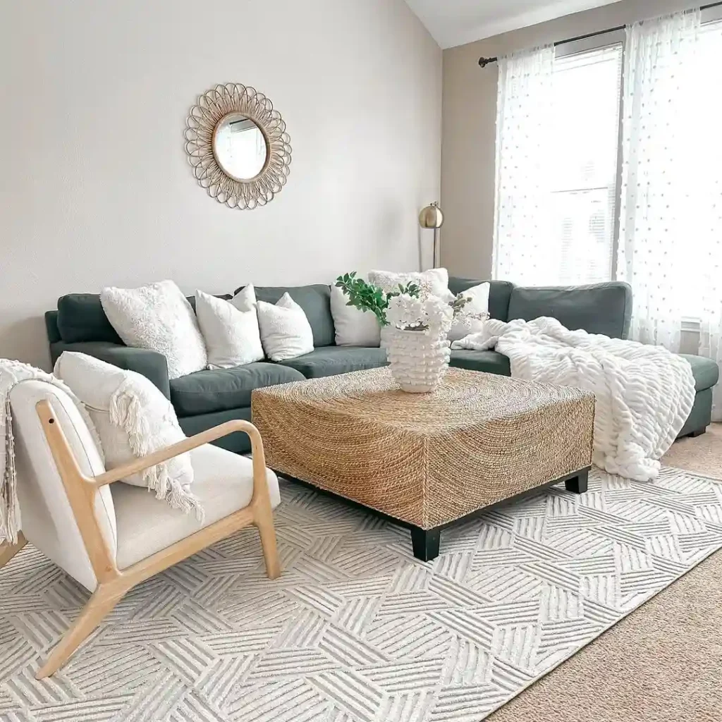 Geometric Neutral Rug with Subtle Pattern