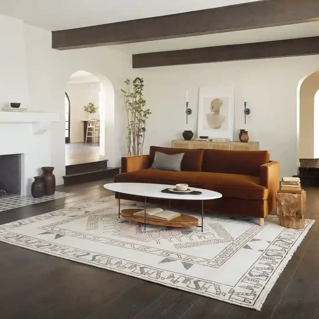 Minimalist Rug with Geometric Border