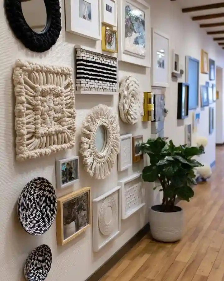 Textural Neutrals in a Hallway Gallery