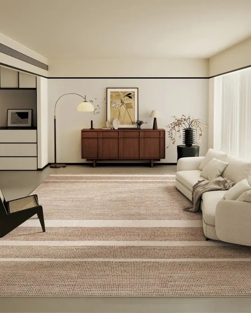 Textured Neutral Rug for Minimalist Living Rooms