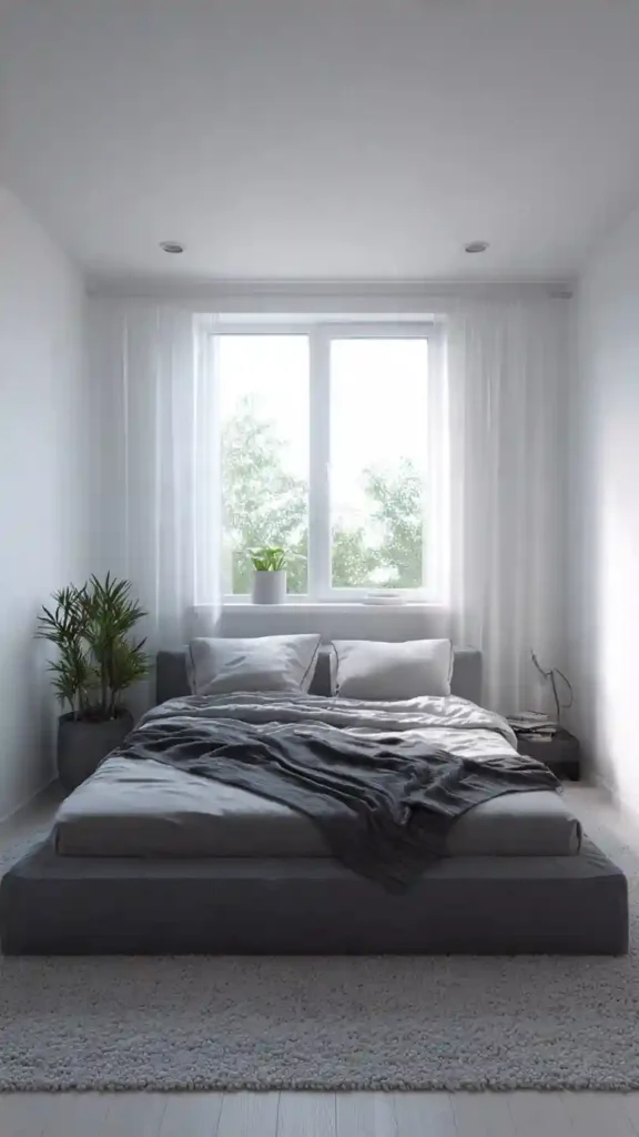 Minimal Grey and White Bedroom