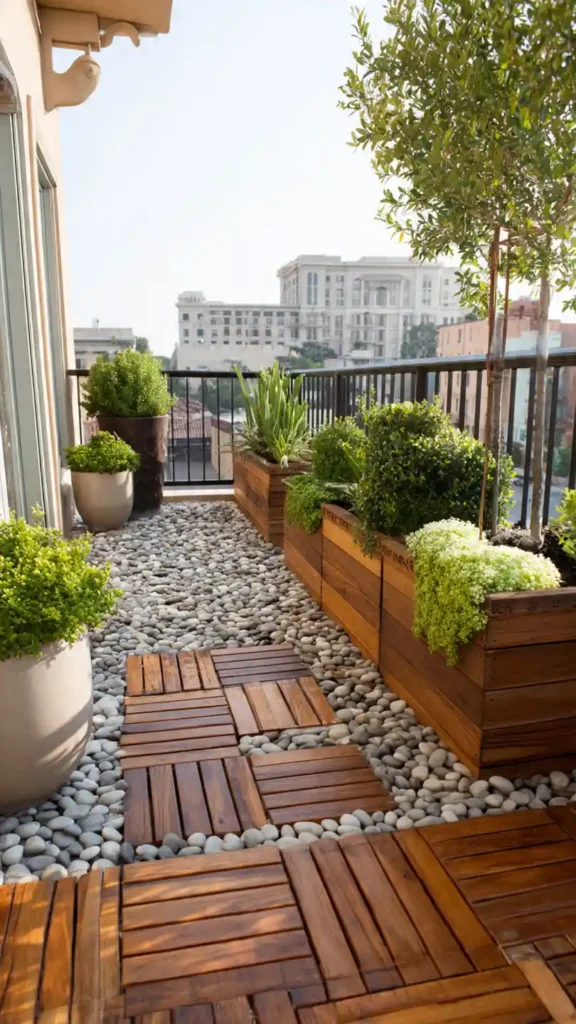 Balcony Garden with Wood Deck Tiles