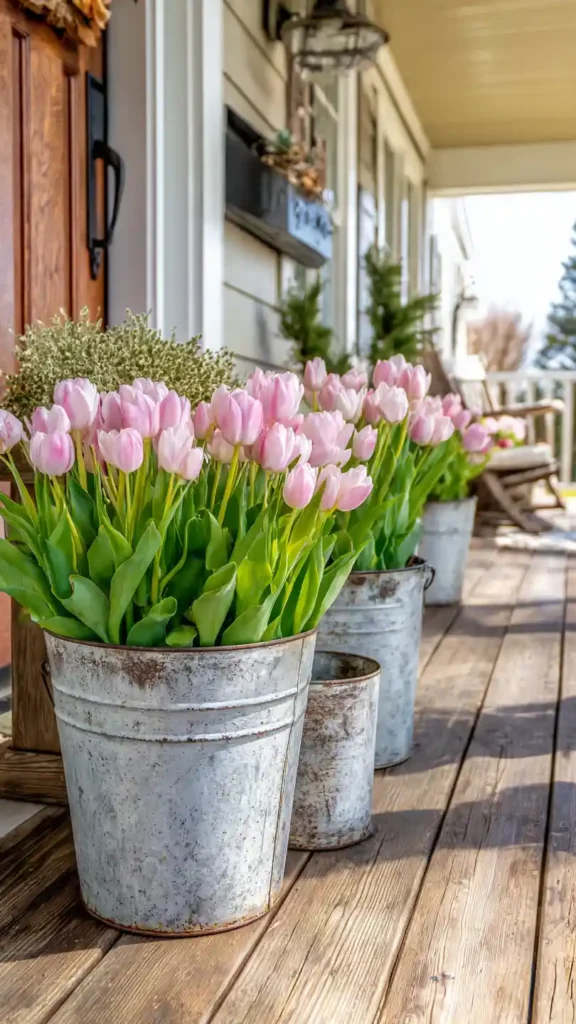 Galvanized Bucket Planters
