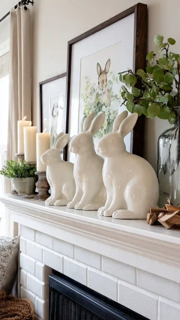 Layered Easter Mantel with Mixed Heights