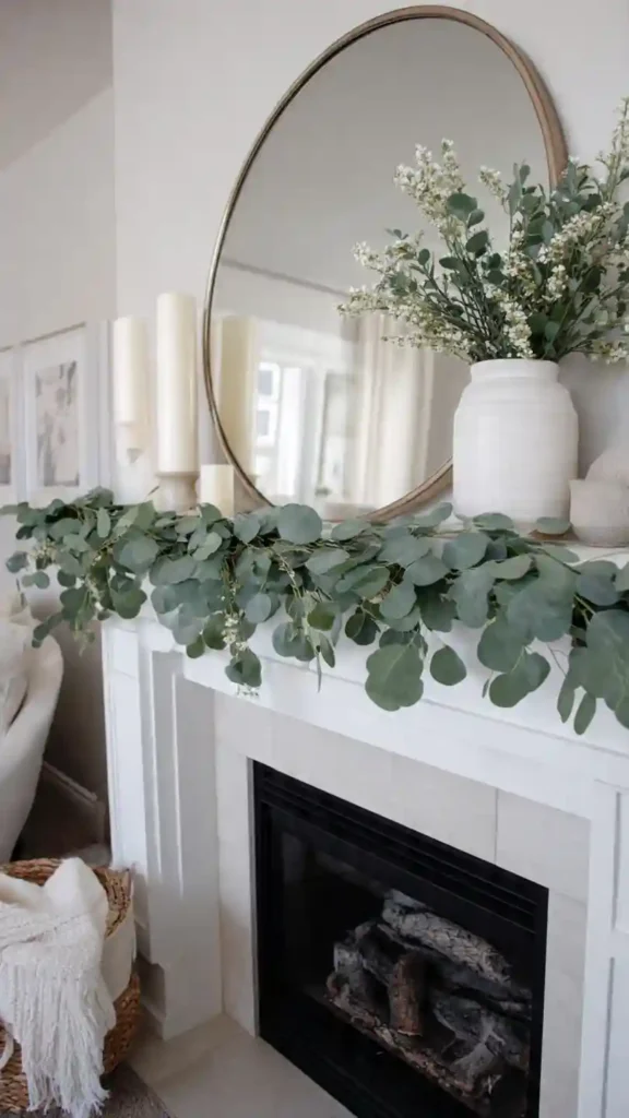 Soft Greenery Garland Spring Mantel Decor