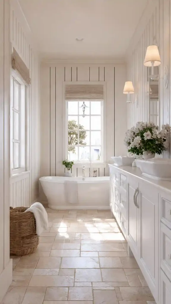 Classic White Farmhouse Bathroom