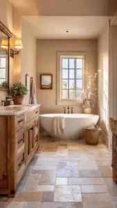 Farmhouse Bathroom with Soft Neutral Palette