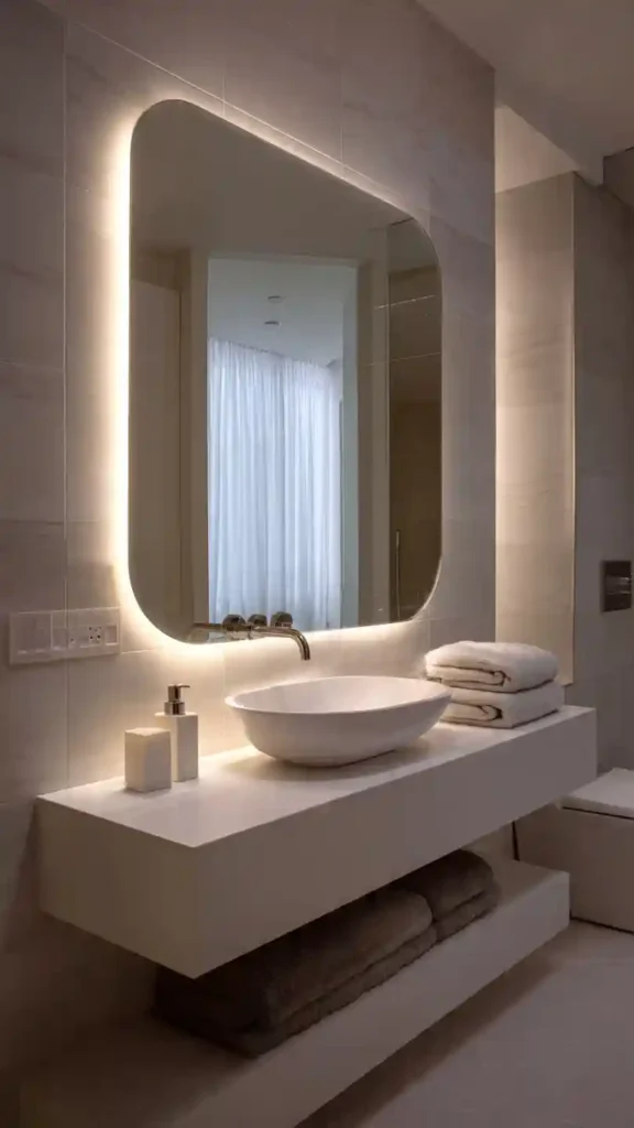 Floating Mirror with Hidden Lighting