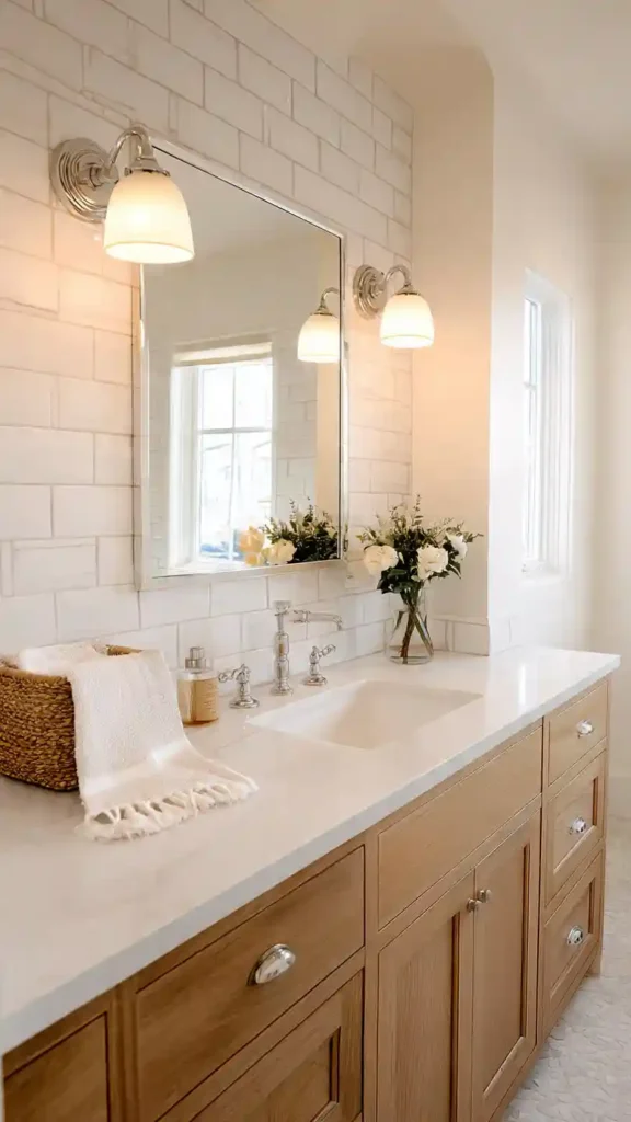 Full Wall Mirror Above the Vanity