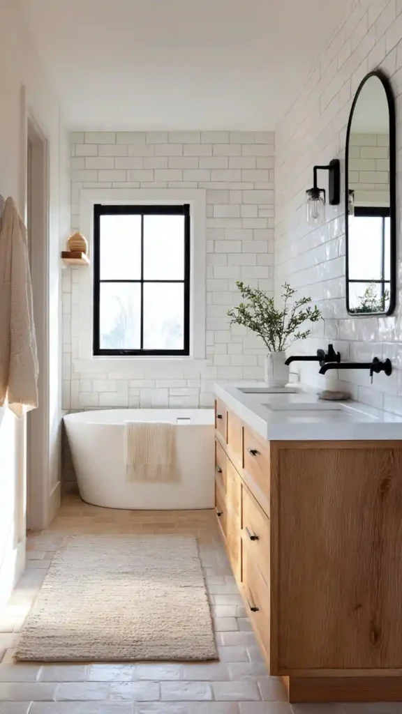 Modern Farmhouse Bathroom with Black Fixtures
